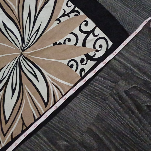 Oscar de la Renta vintage absract floral silk scarf brown & beige - Picture 4 of 10